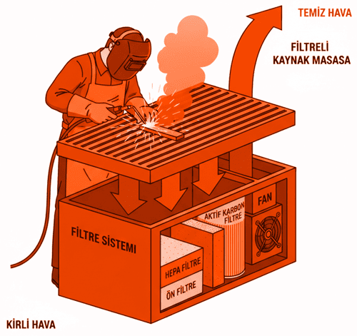 Filtreli Hava EMişli Kaynak Masası