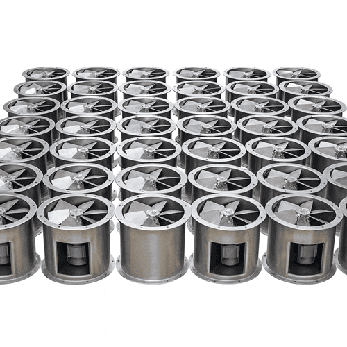 Paslanmaz bifurcated kanal tipi aksiyel fanlar