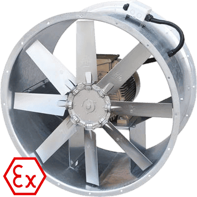 ExProof Atex Kovanlı Aksiyel kanal Tipi Fan